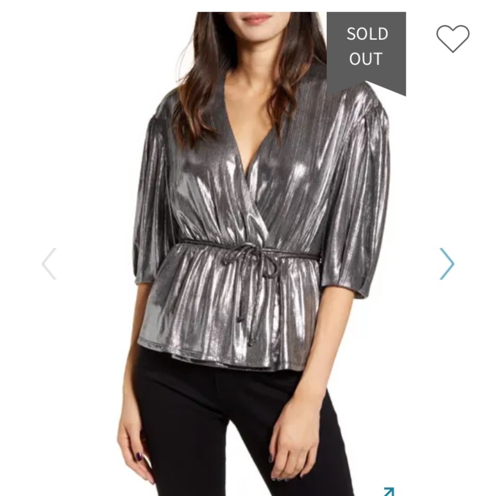 NWT Metallic Wrap Top